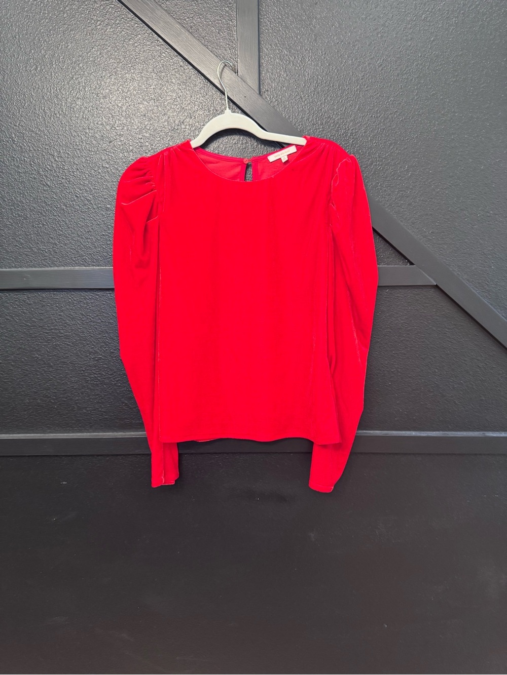 Skies Are Blue Bright Red Long-Sleeve Puff Shoulder Blouse
